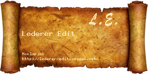 Lederer Edit névjegykártya